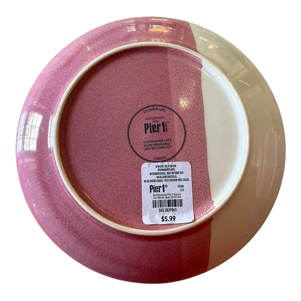 Pier 1 Imports Pink Cream Stoneware Salad Plates Set of 10 8